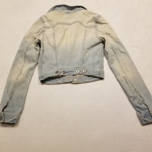 Light Wash Denim Jacket US 4 Cropped Fitted Divided H&M X-Small Women's Top - Picture 3 of 6